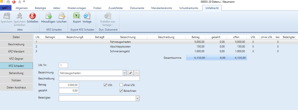 Referatsdaten Advokatur